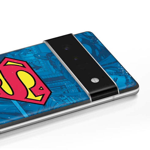 DC Comics Superman Logo Background Pattern Google Pixel 6 Pro Skin